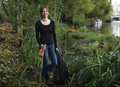 Kathryn volunteering by the river